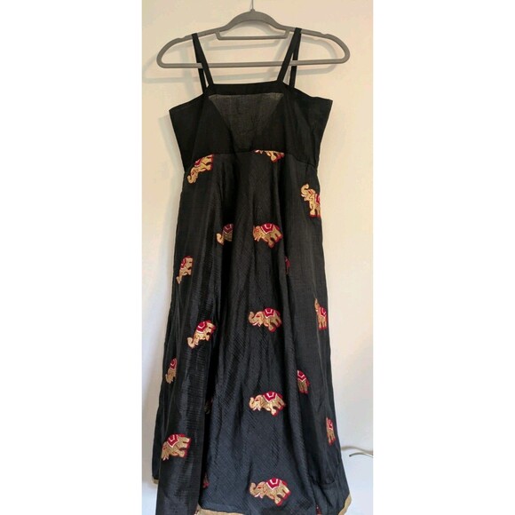 Unbranded Dresses & Skirts - Designer Embroidered Black Silk Cotton Dress with Colorful Patterns Garmentry Xs